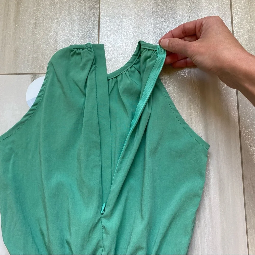 NWT Pleat. Wells Jade Green High Neck Sleeveless Dress Layered Skirt, girls 7